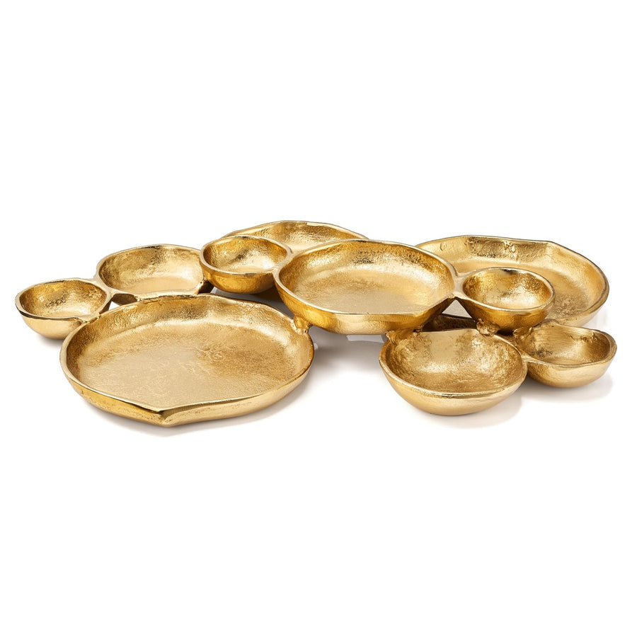 Clustered Brass Serving Bowls — Set of 10
