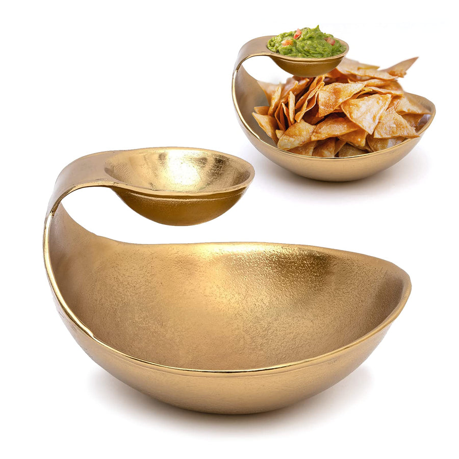 Tiered Brass Chip & Dip Serving Bowl