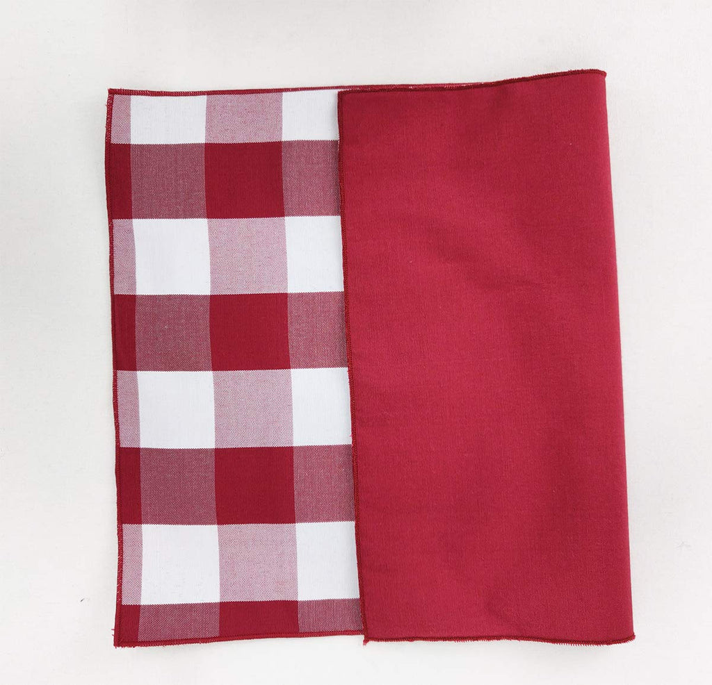 Fennco Styles Buffalo Check Double Layers Reversible Placemats 14" W x 20" L, Set of 4 - Handmade in USA - Plaid Table Mats for Everyday Use, Banquet, Holiday, Family Gathering, Special Occasion