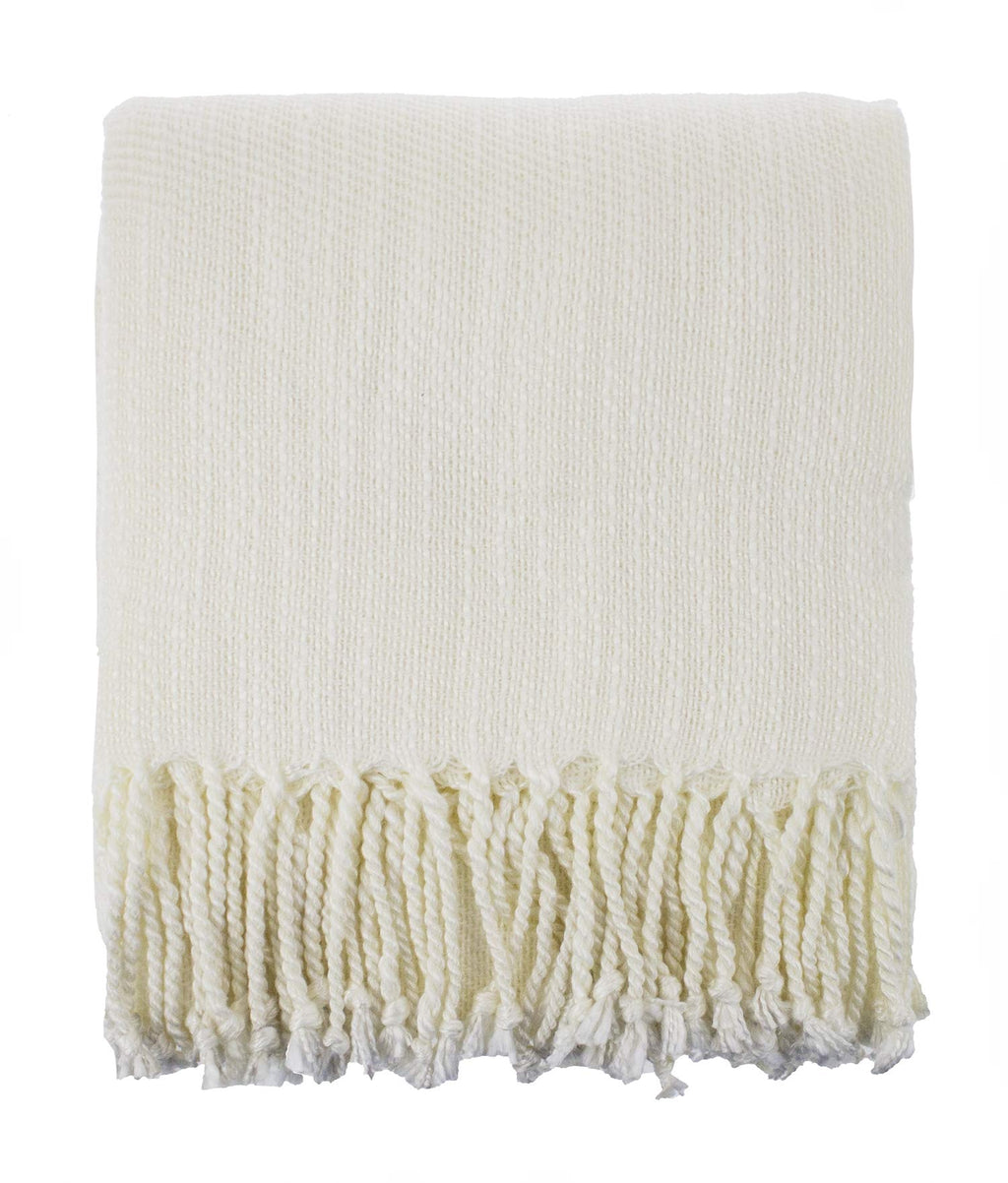 Fennco Styles Classic Woven Solid Lightweight Throw Blanket with Fringe Design 50" W x 60" L - 4 Colors