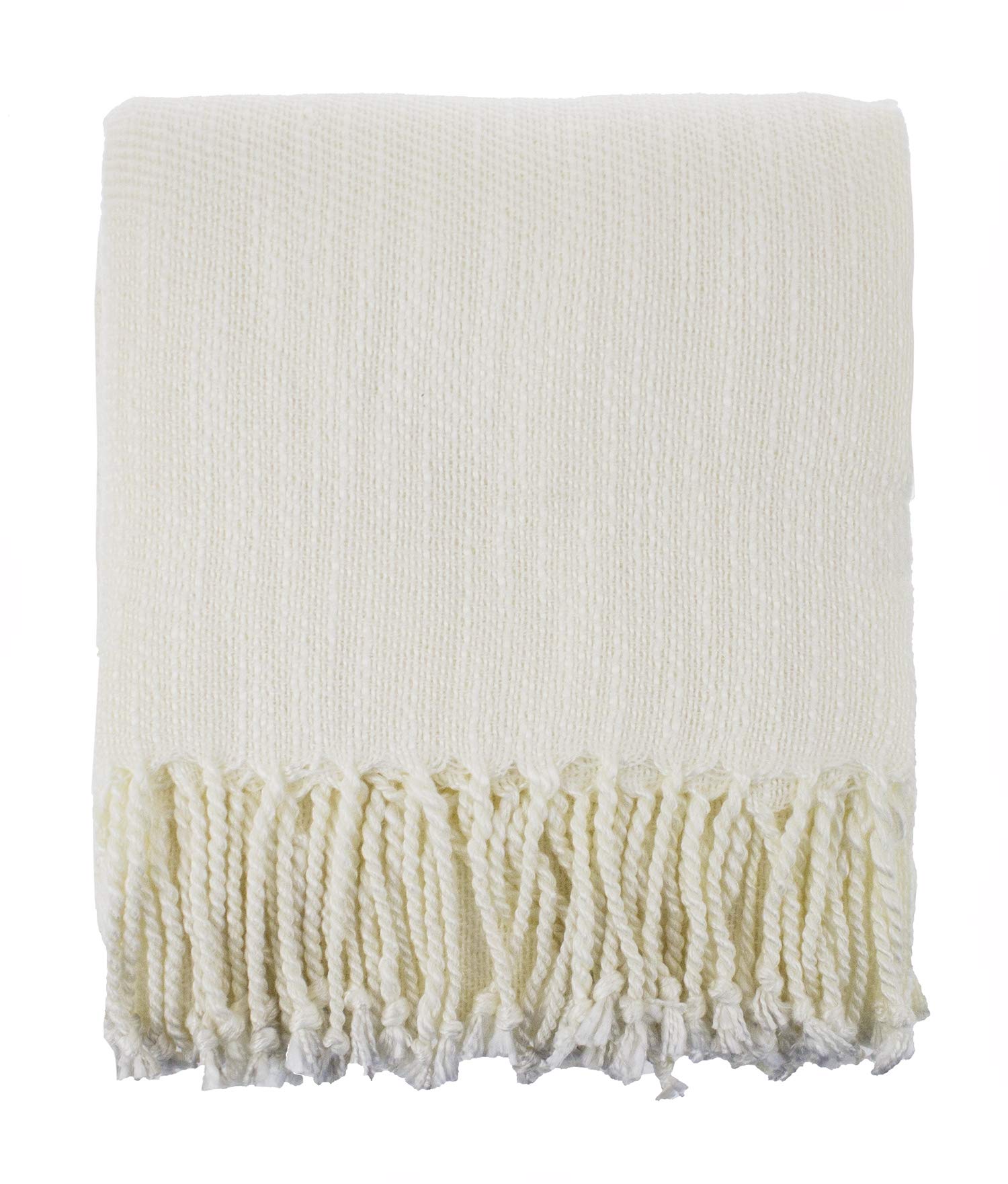 Fennco Styles Classic Woven Solid Lightweight Throw Blanket with Fringe Design 50" W x 60" L - 4 Colors
