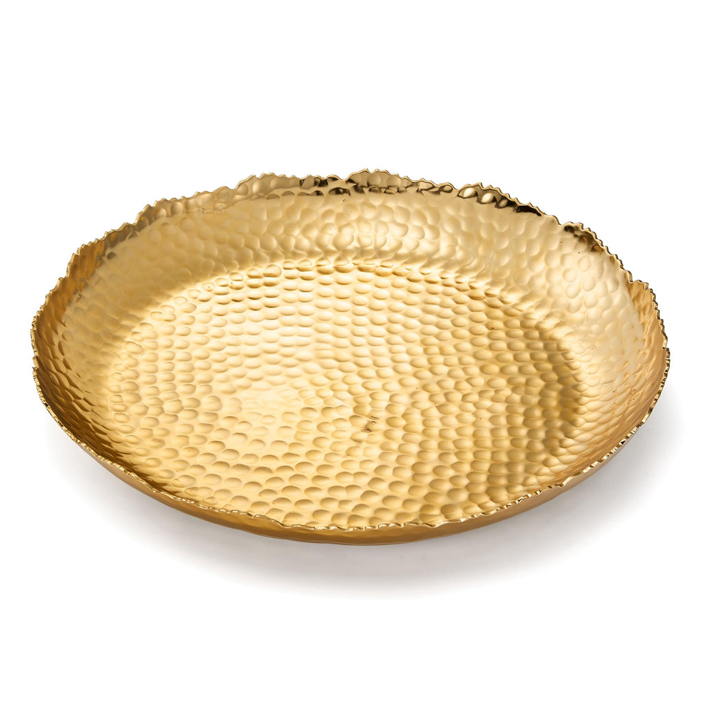 Gold Hammered Decorative Bowl Elegant Aluminum Centerpiece
