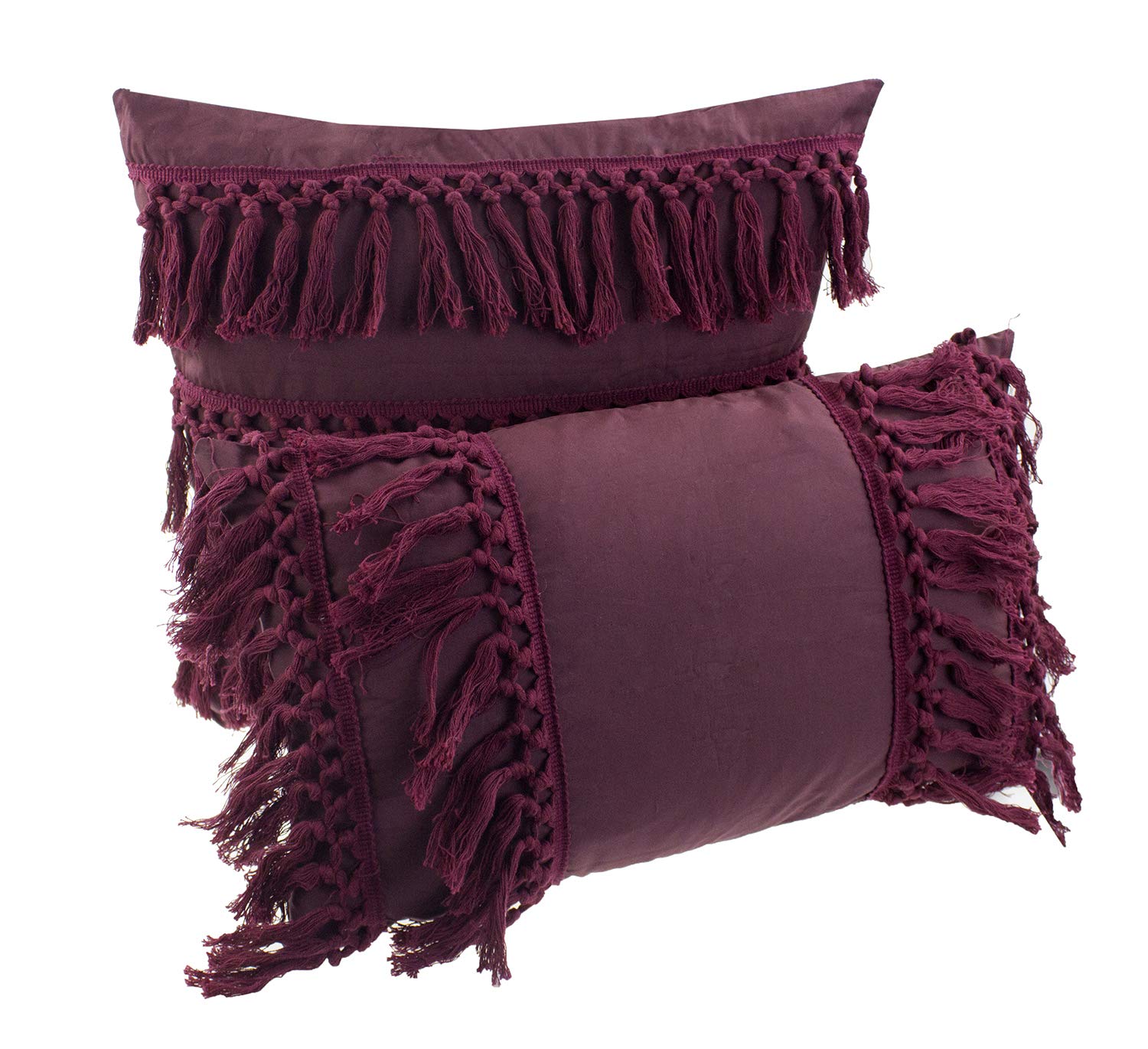 Fennco Styles Stylish Fringe Tassels Decorative Cotton Throw Pillow