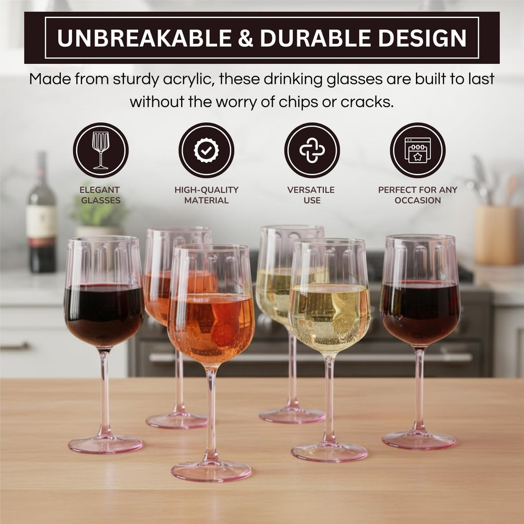 Khen Acrylic Lucia Stemmed Goblets -  Set of 6 | 14oz | Lilac