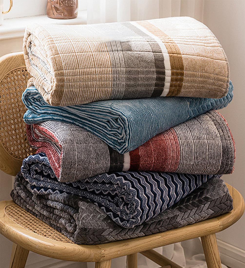 Fennco Styles Wheat Pattern Plush Extra Warm and Soft Throw Blanket 59" W x 79" L - Grey Flannel Fleece Large Blanket for Couch, Bedroom, Living Room Décor