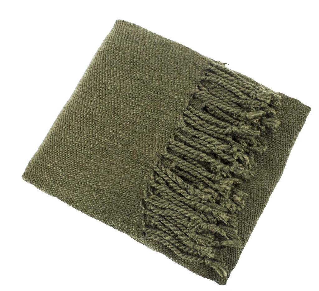 Fennco Styles Classic Woven Solid Lightweight Throw Blanket with Fringe Design 50" W x 60" L - 4 Colors