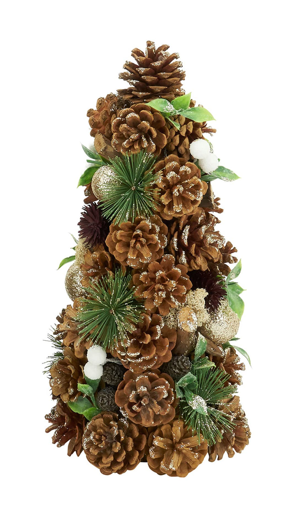 Fennco Styles Handmade Rustic Pinecone & Winter Berry Christmas Tree 17 Inch High - Natural Artificial Tree for Christmas Decorations, Holiday, Desk, Mantels, Tabletop and Fireplace Décor