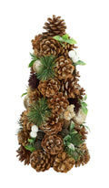 Fennco Styles Handmade Rustic Pinecone & Winter Berry Christmas Tree 17 Inch High - Natural Artificial Tree for Christmas Decorations, Holiday, Desk, Mantels, Tabletop and Fireplace Décor