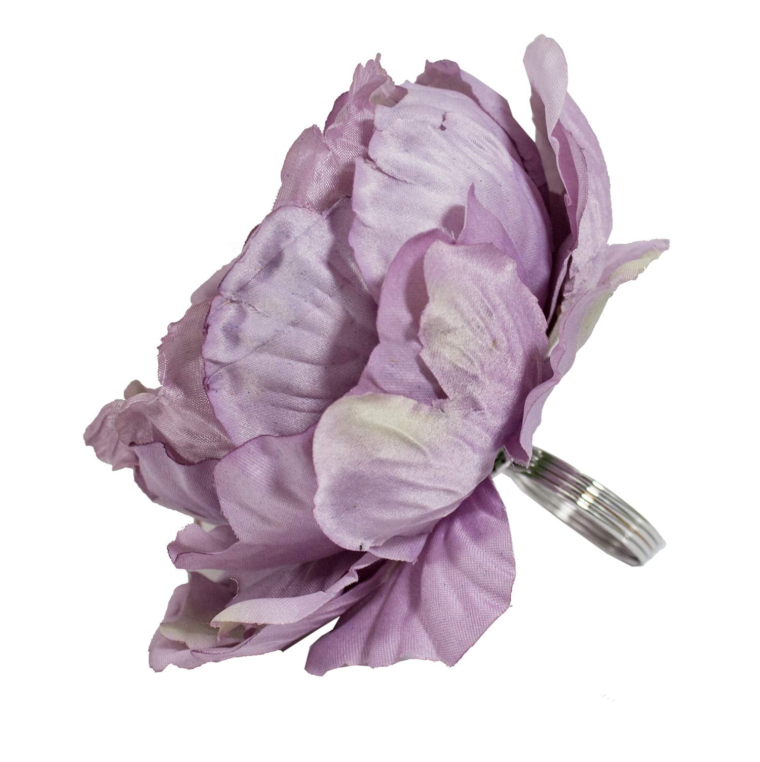 Fennco Styles Handmade Peony Napkin Rings, Set of 4 - Violet Flower Decorative Napkin Holders for Home, Dining Table, Banquet, Family Gathering, Holiday and Special Occasion