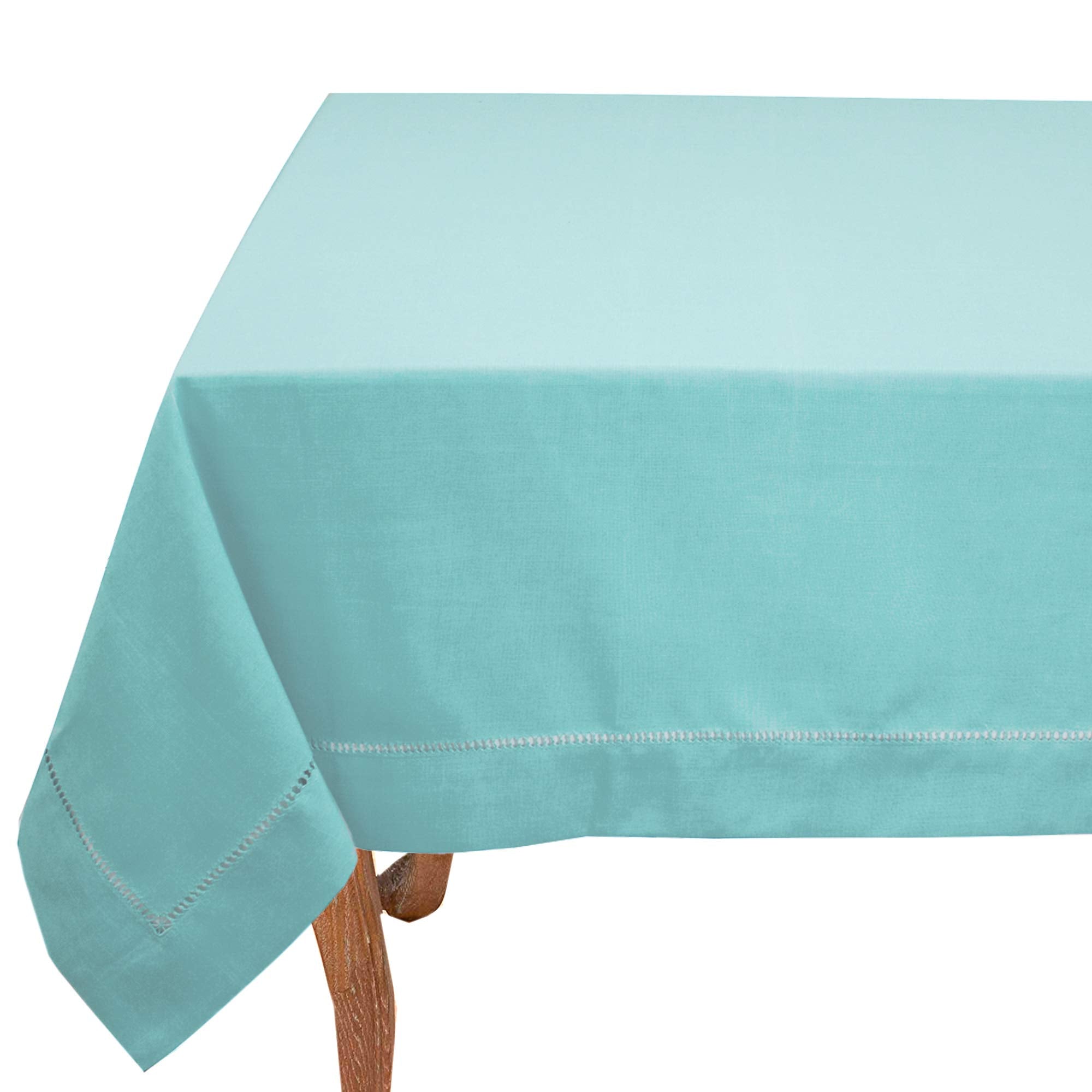 Fennco Styles Classic Solid Color Hemstitched Border Tablecloth for Dining Table, Dinner Parties, Wedding, Machine Washable,