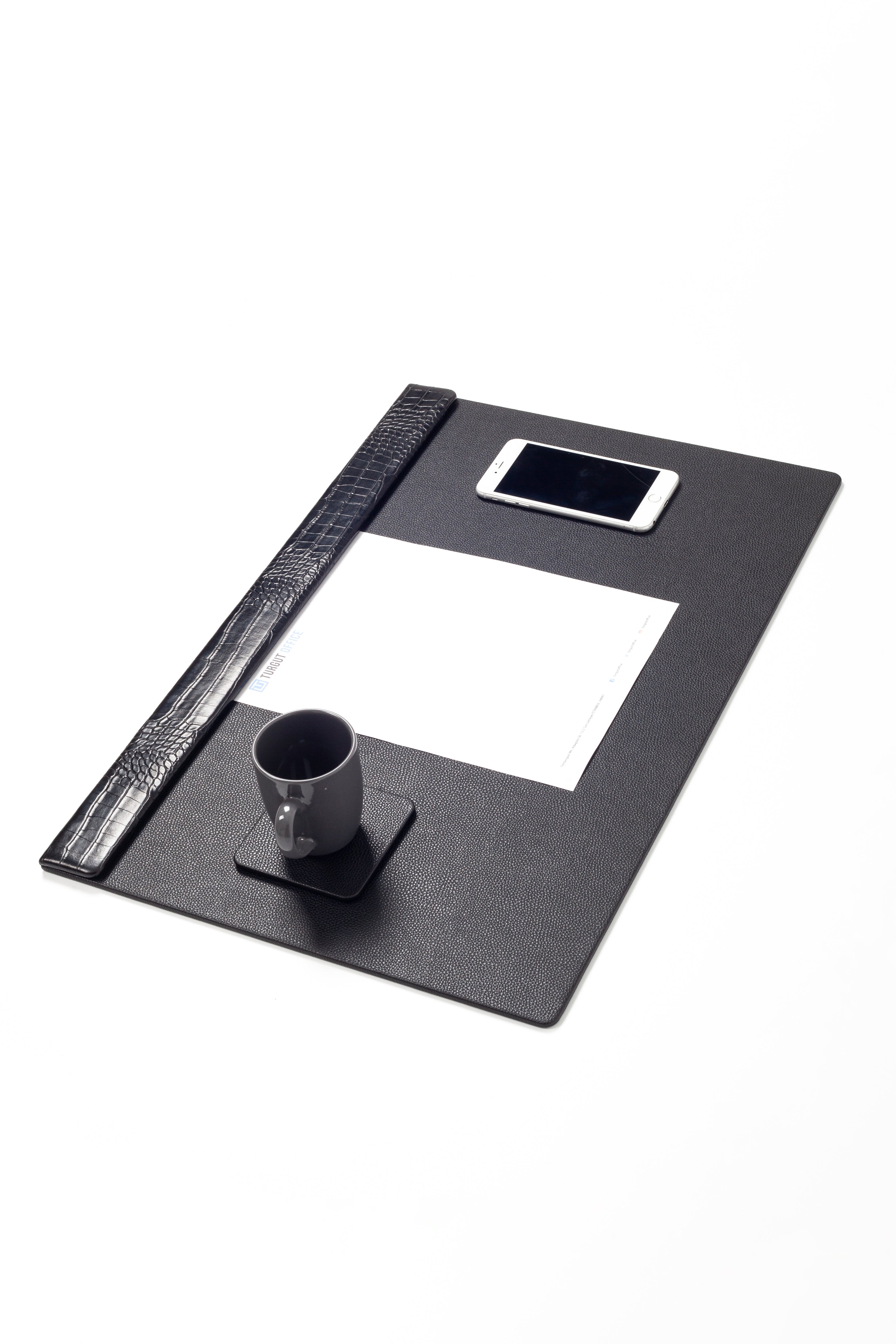 Executive Embossed Faux-Leather Desk Pad — 23.6 x 15.7 in.