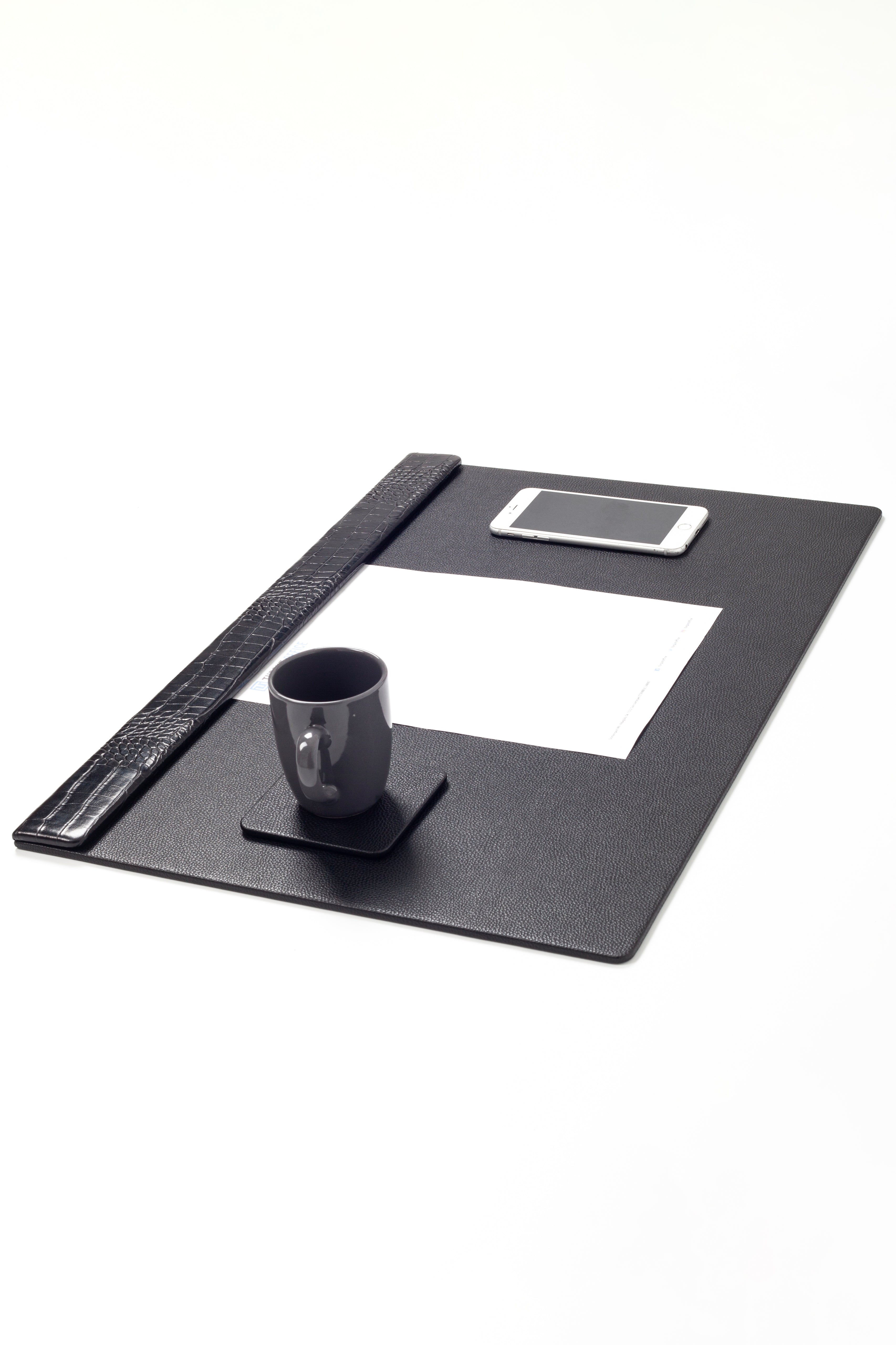 Executive Embossed Faux-Leather Desk Pad — 23.6 x 15.7 in.
