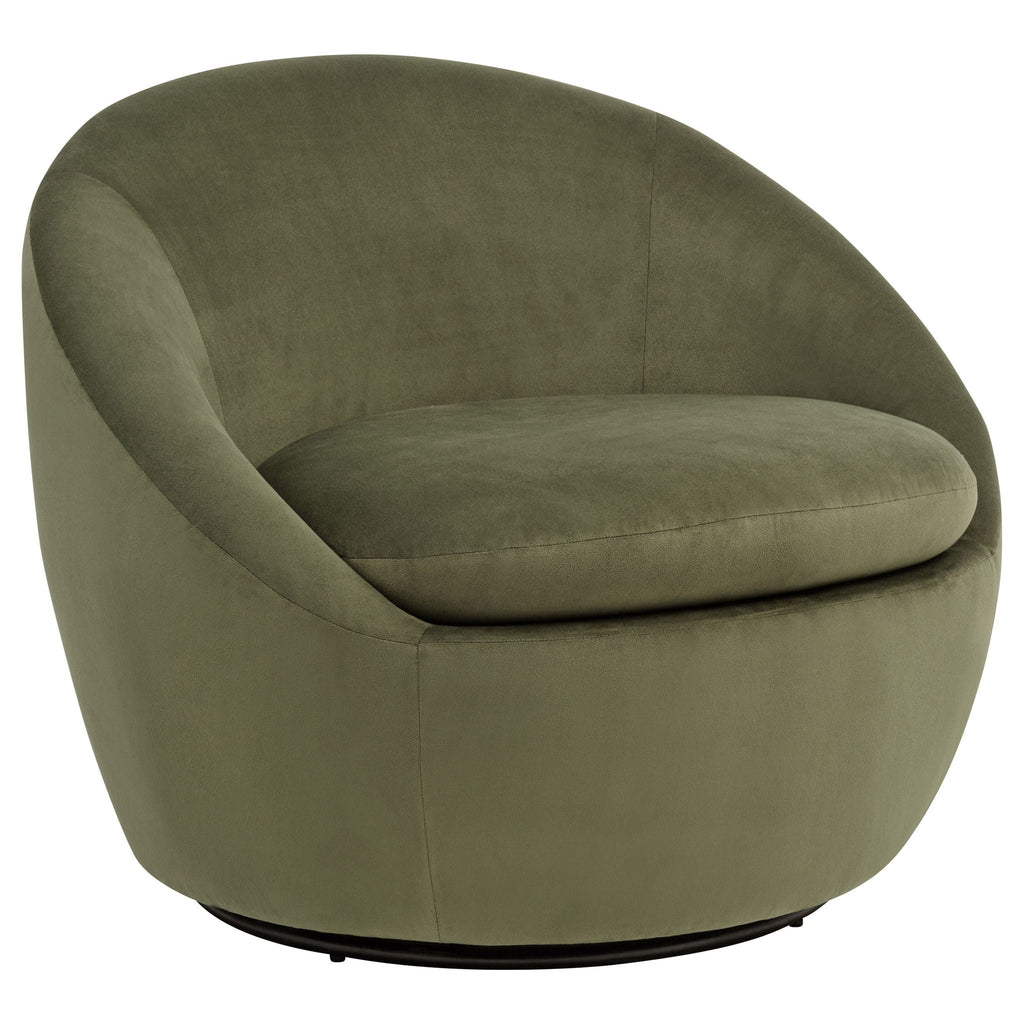 Sculptural Velvet Swivel Accent Chair — Olive