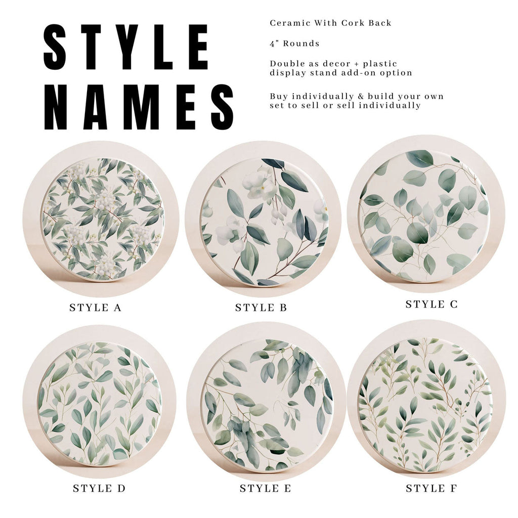 Eucalyptus Botanical Ceramic Coasters