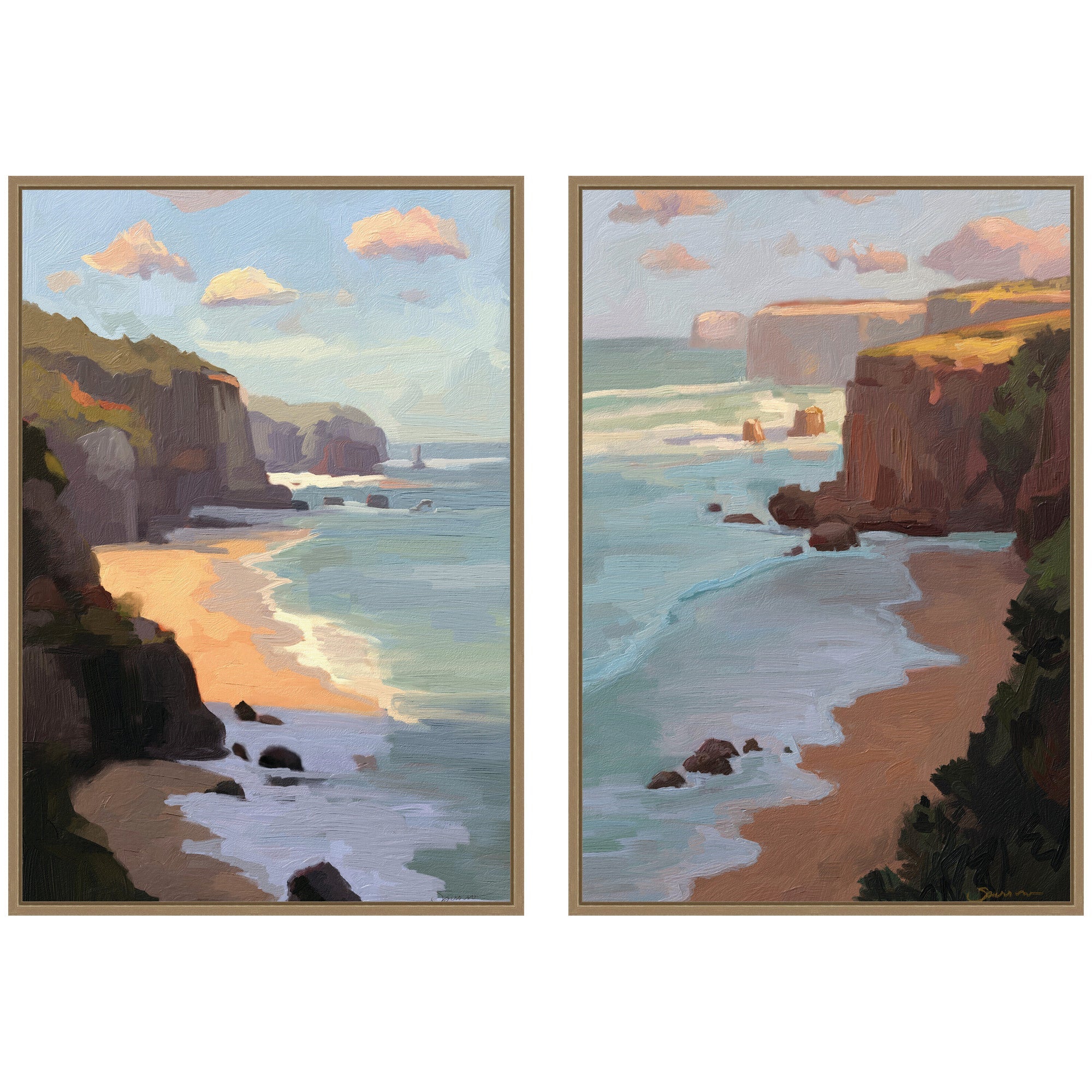 Partly Cloudy with Sunshine & Afternoon Shadow 2 Piece Framed Canvas Wall Art Set by Mary Sparrow