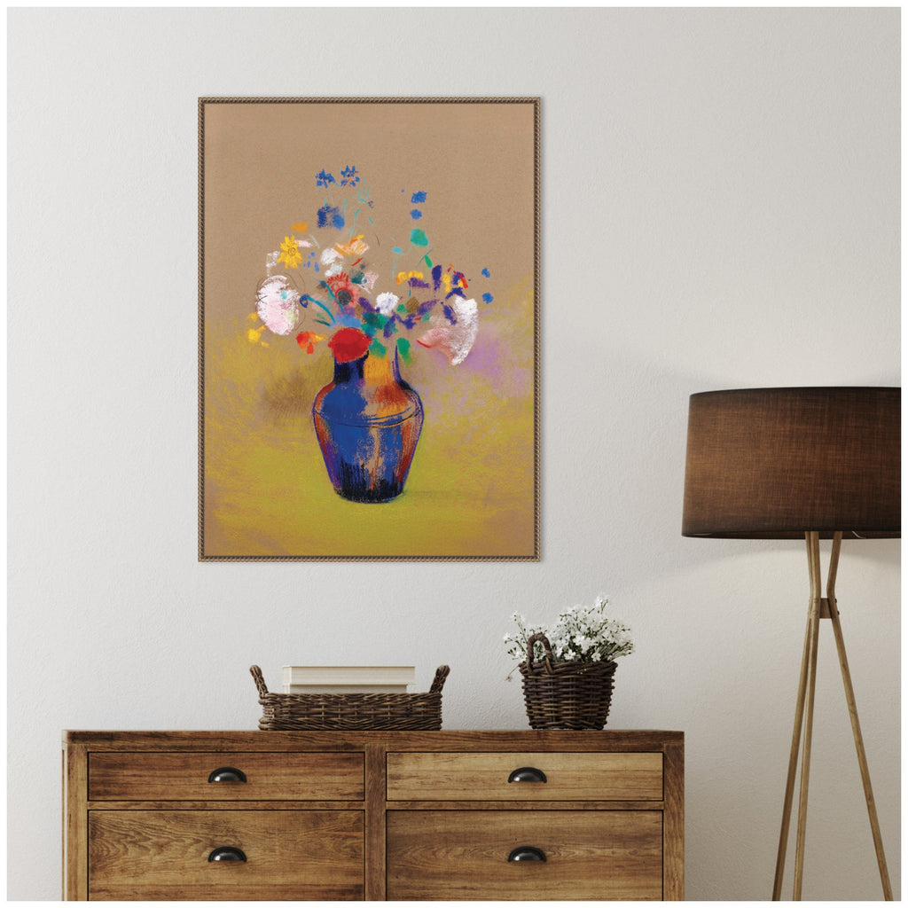 Fleurs Sur Fond Gris 1916 Odilon Redon by Nostalgia Prints Framed Canvas Wall Art Print