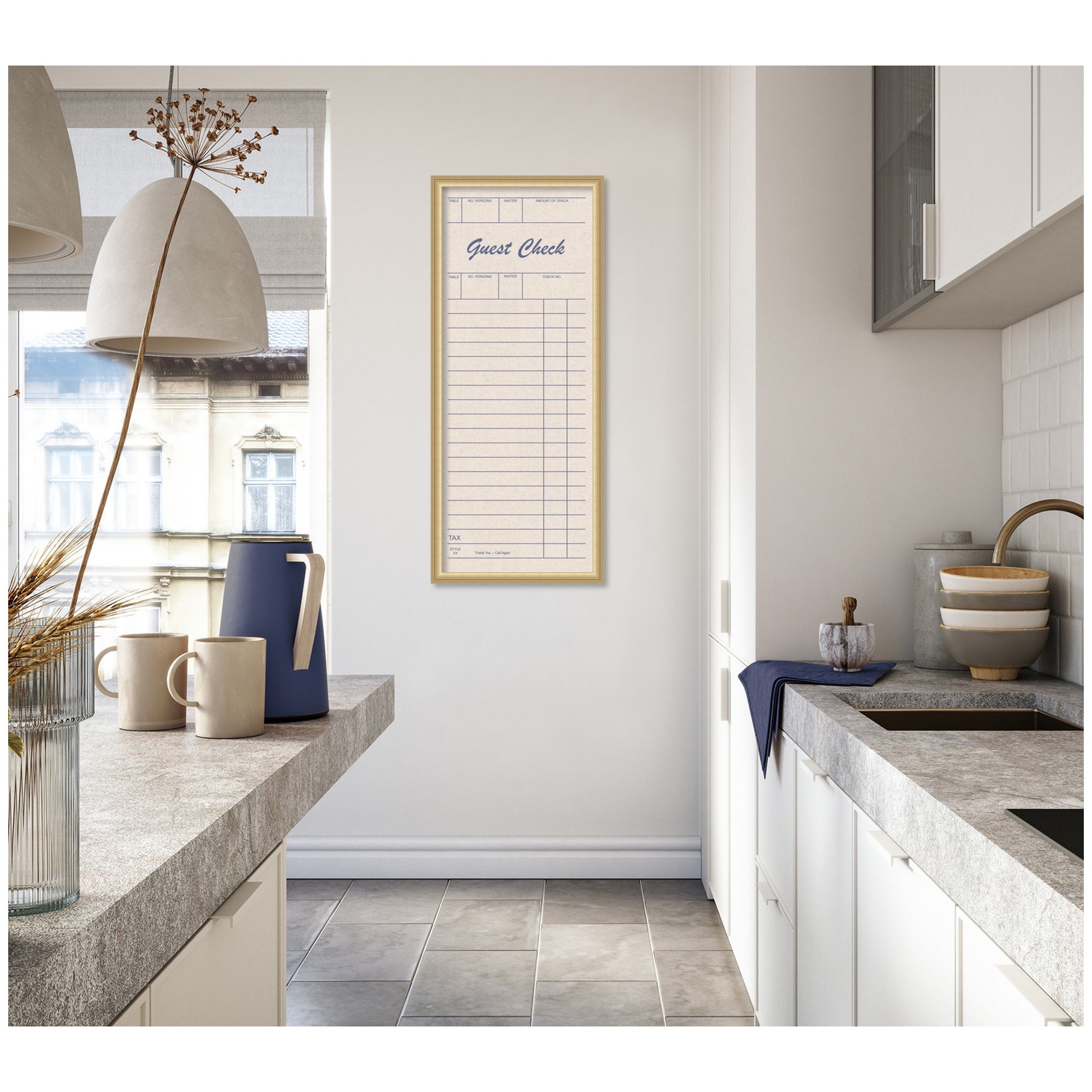 Framed Fabric Pinboard Linen Guest Check Wall Organization