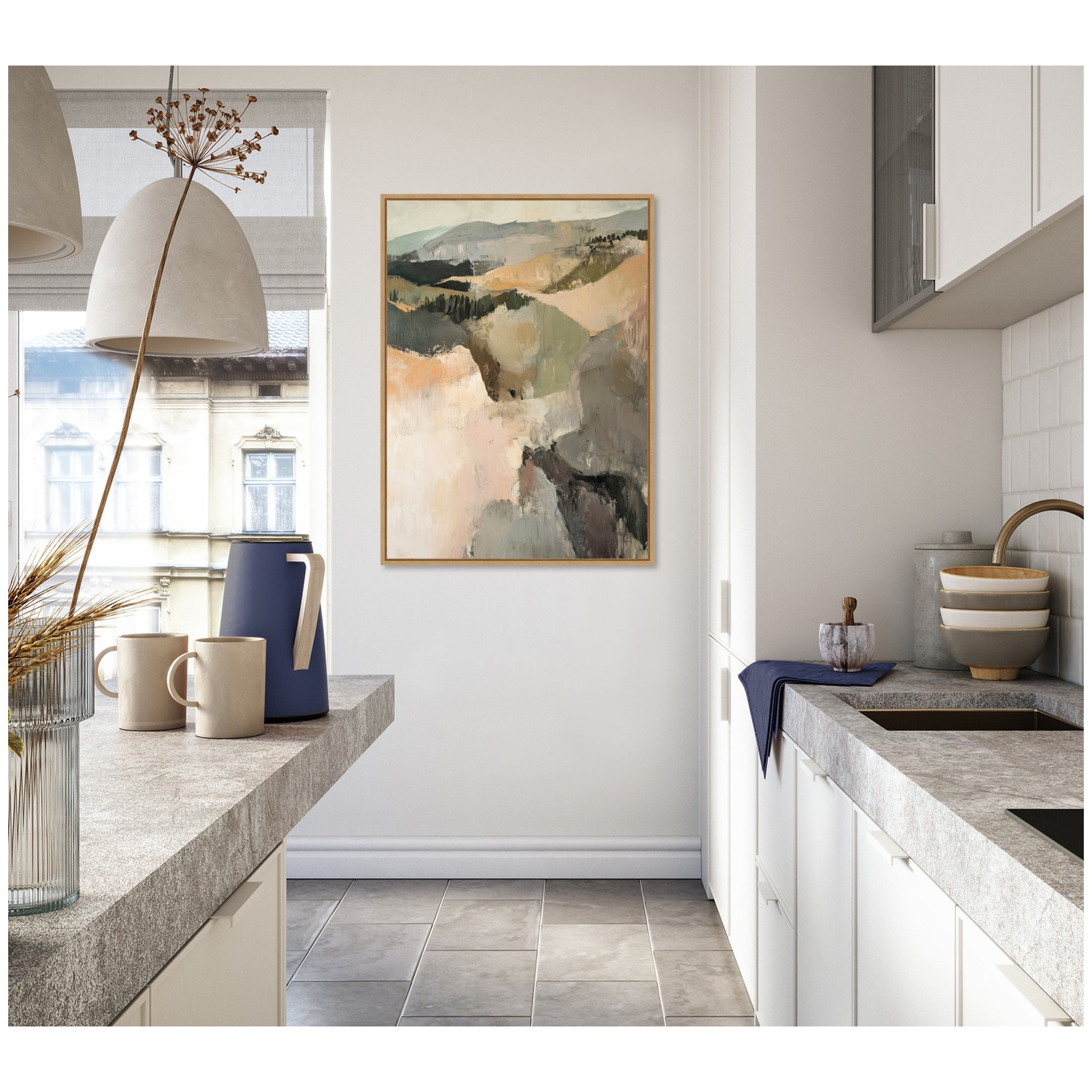 Sylvie Tonal Mountains III Framed Canvas by Amy Lighthall