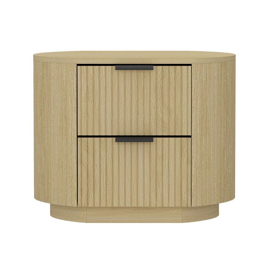 Olivia Rounded Two-Drawer Nightstand — Oak