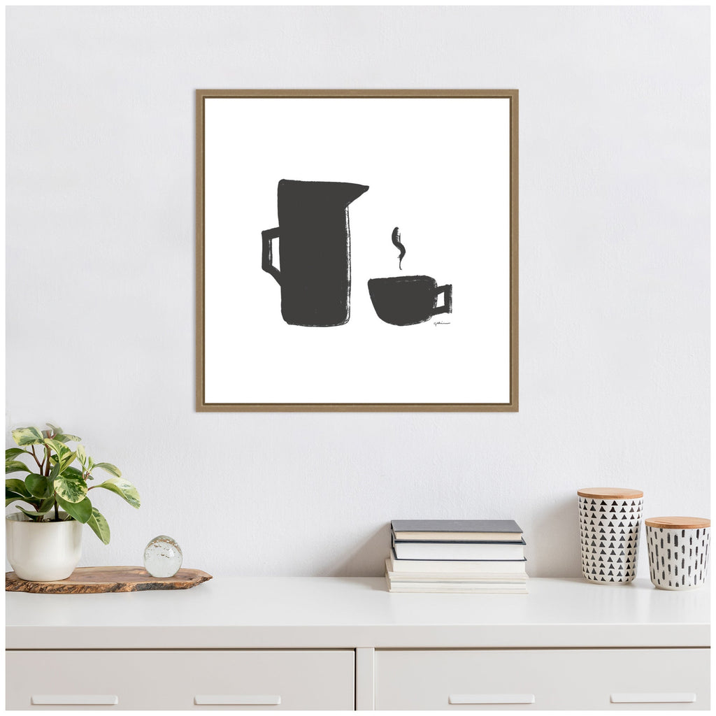 Coffee by Gabrielly Guedes Framed Canvas Wall Art Print