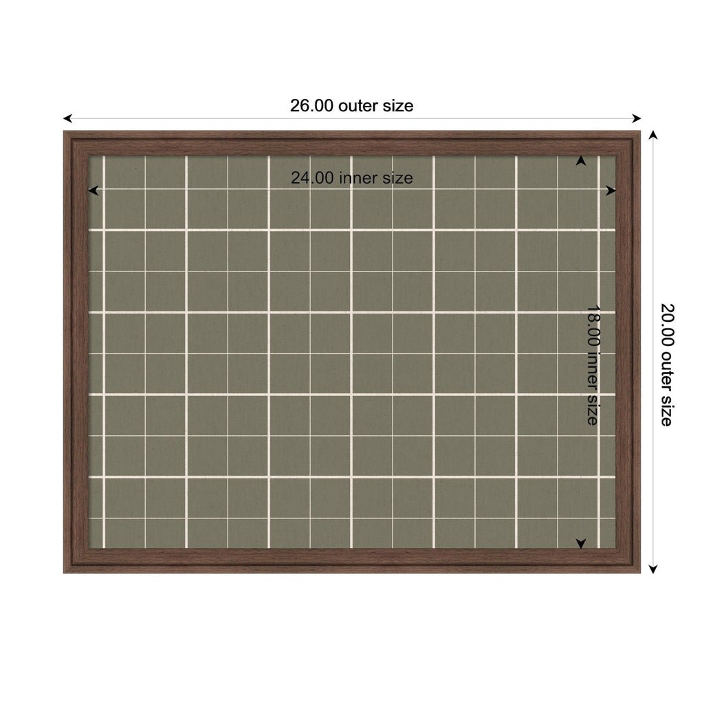 Framed Fabric Pinboard Sage Green Plaid Wall Organization