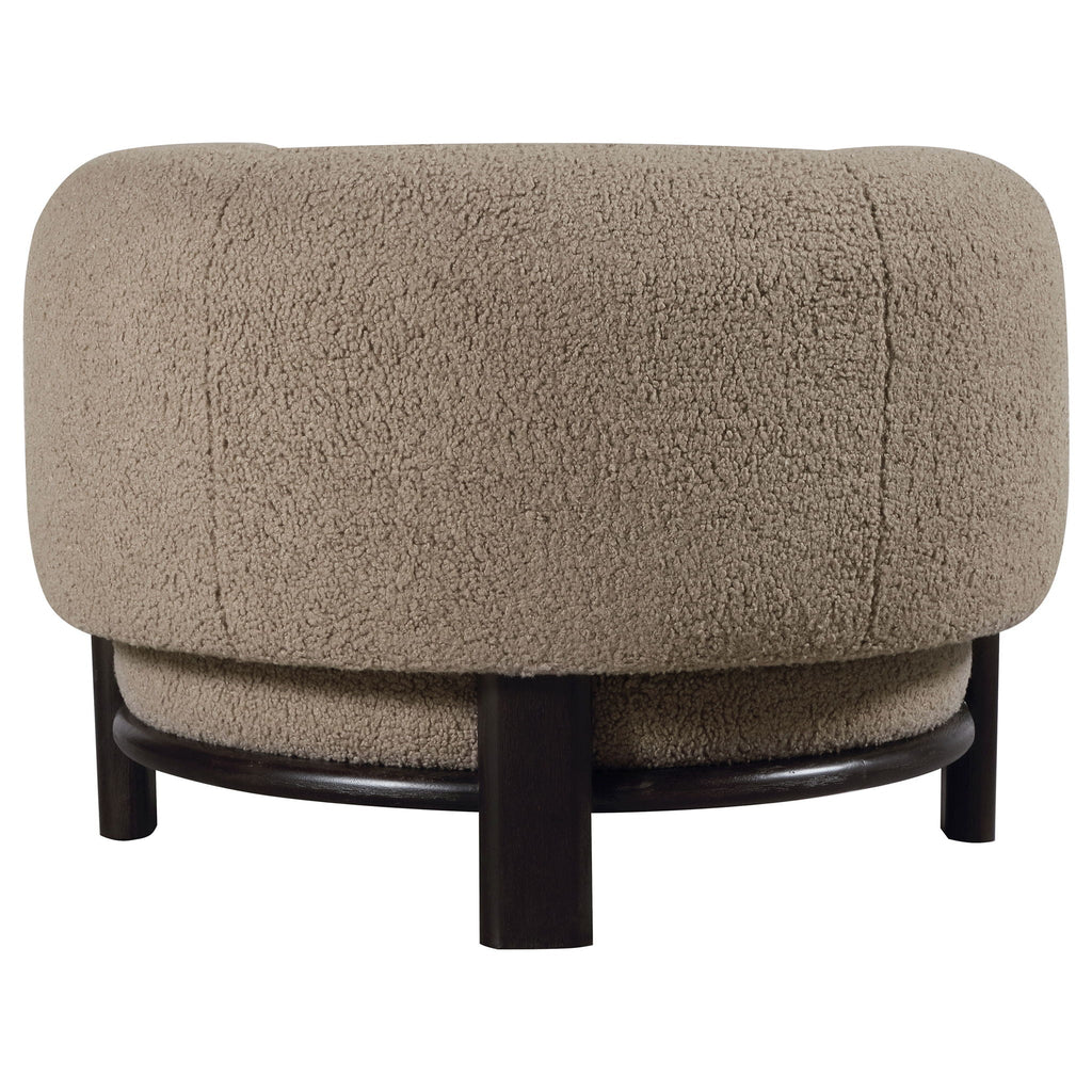 Lawler Bouclé Barrel Accent Chair — Brown & Black