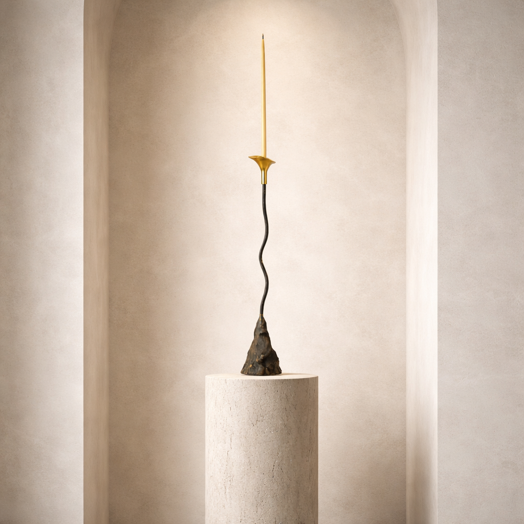Calla Lily Iron Candlestick — Handcrafted Sculptural Candleholder (19”)