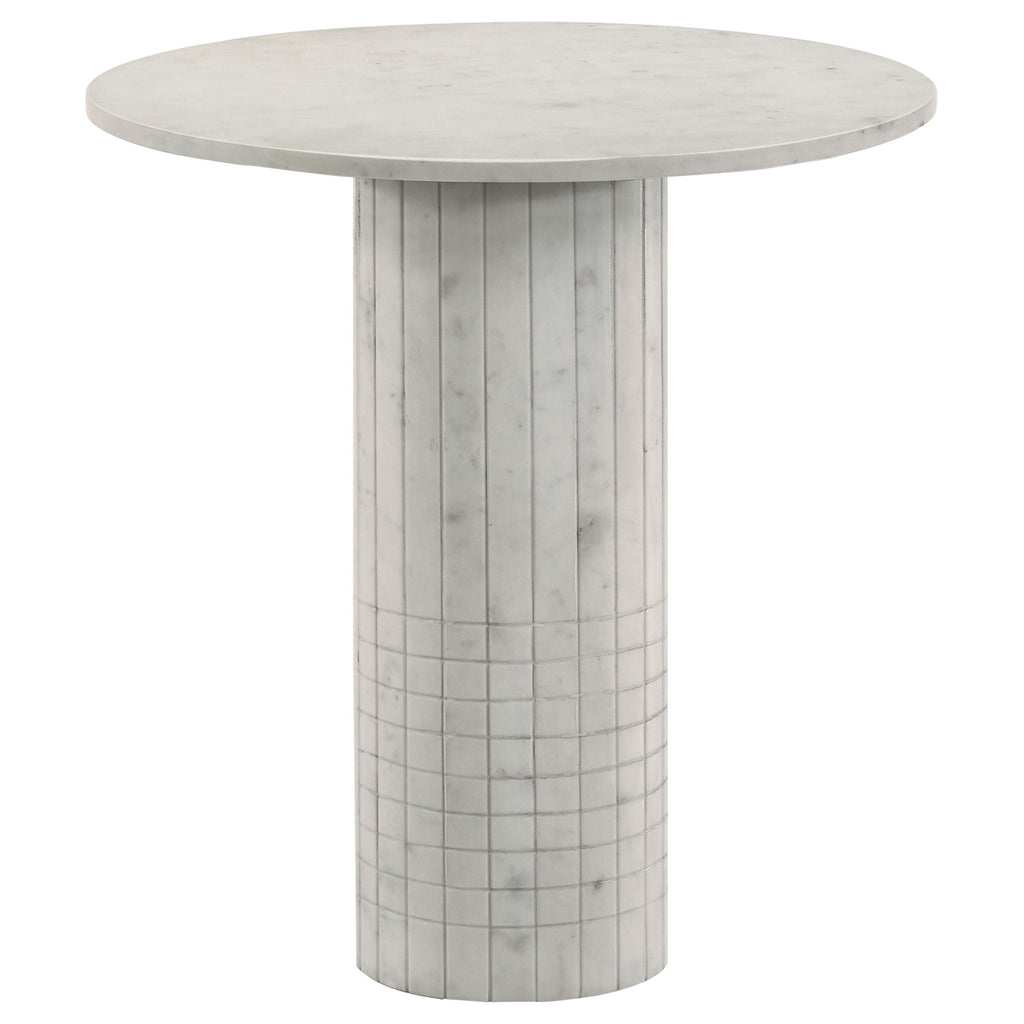 Fluted White Marble Side Table