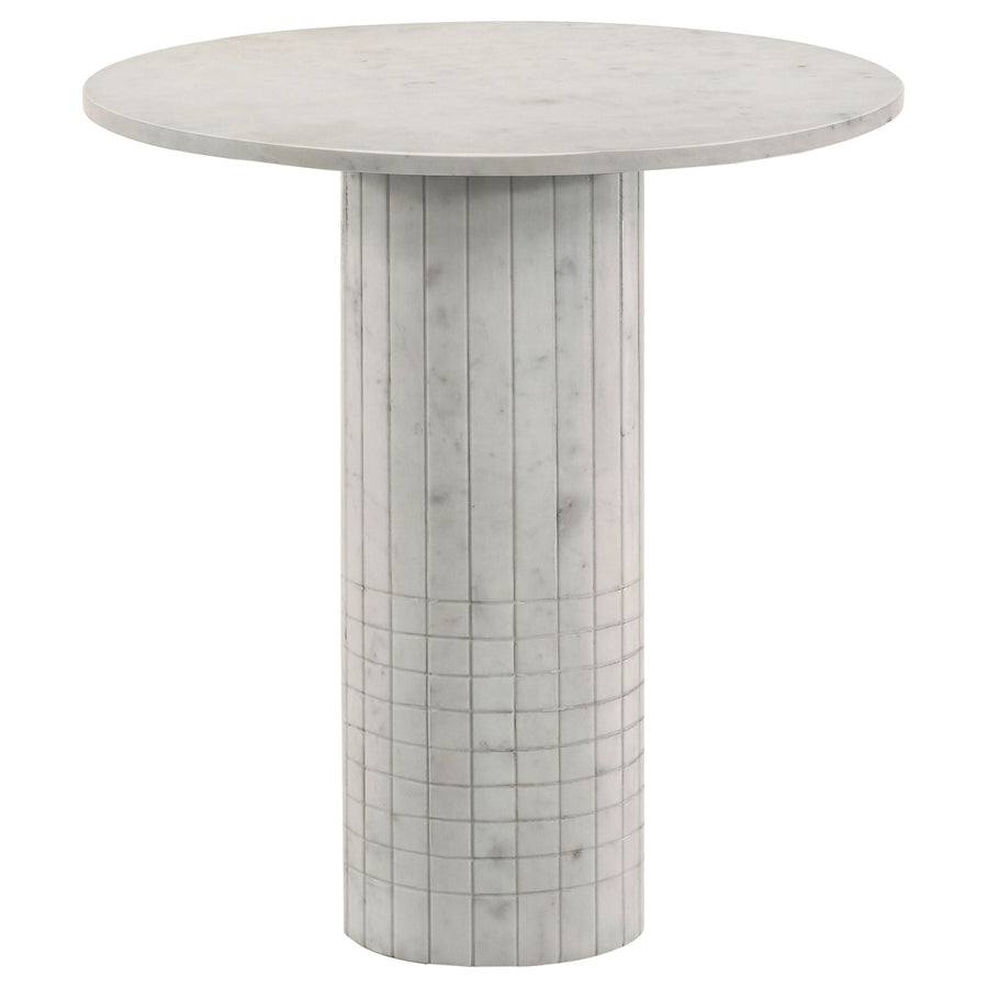 Fluted White Marble Side Table