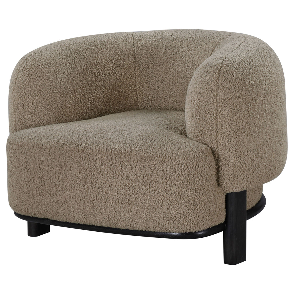 Lawler Bouclé Barrel Accent Chair — Brown & Black