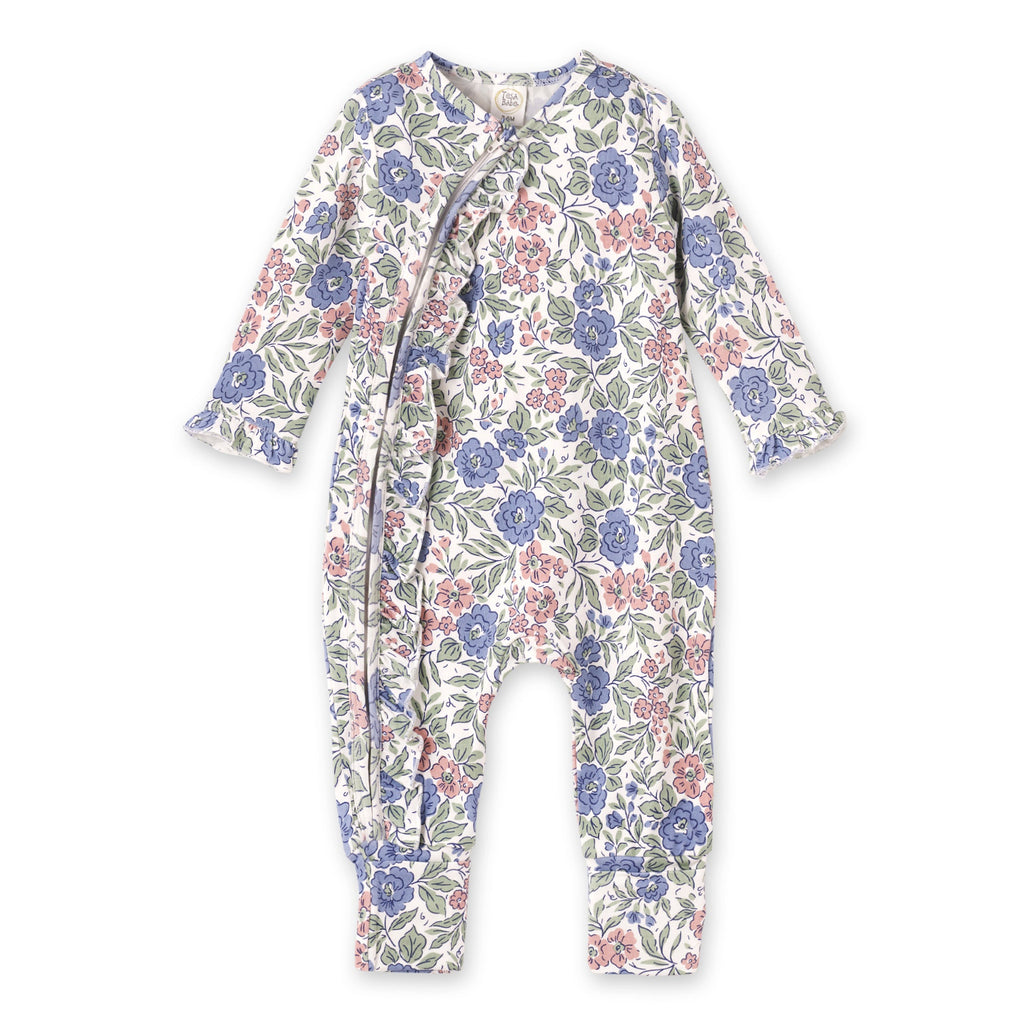Vintage Floral Zipper Romper - Soft Bamboo Baby