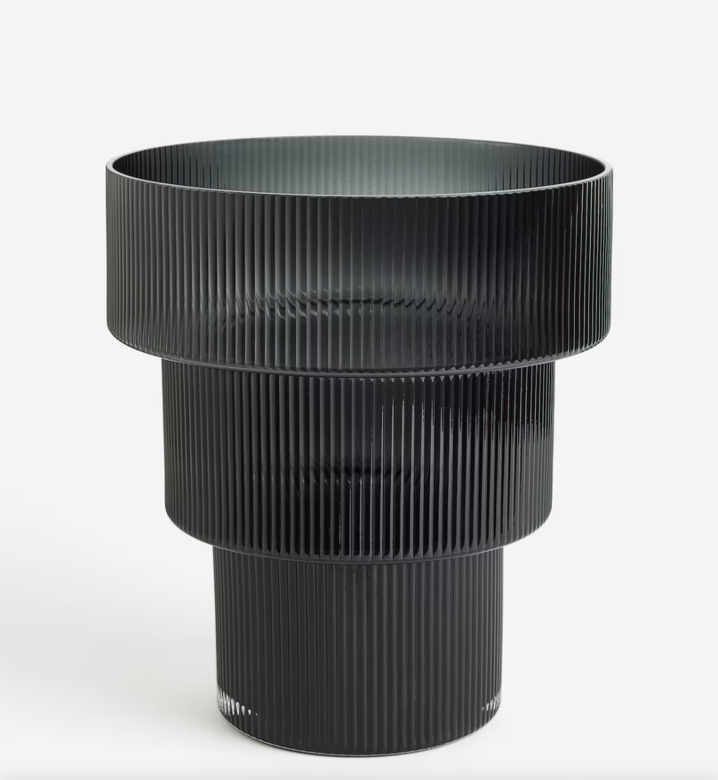 Glass fluted vase