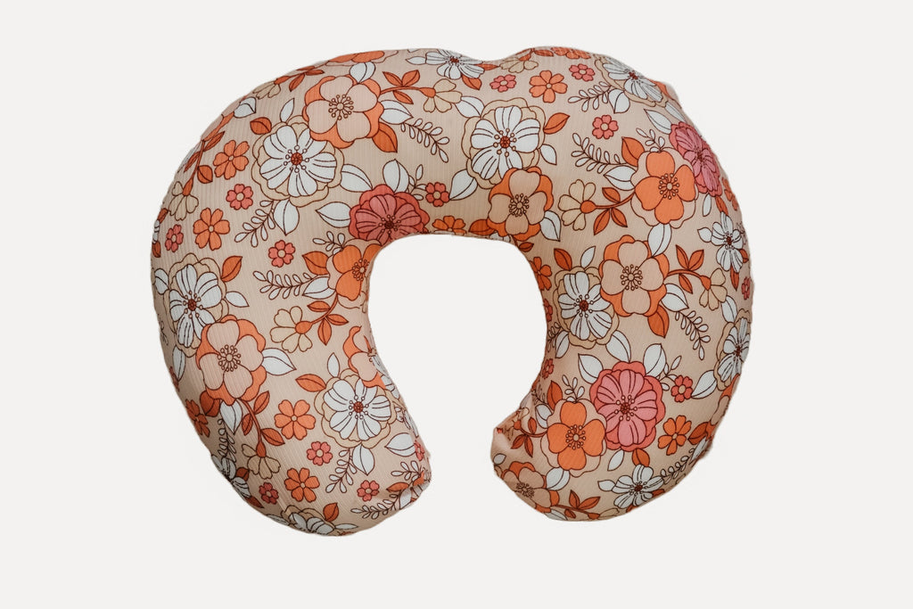 Peach Pink Floral Nursing Pillow Cover