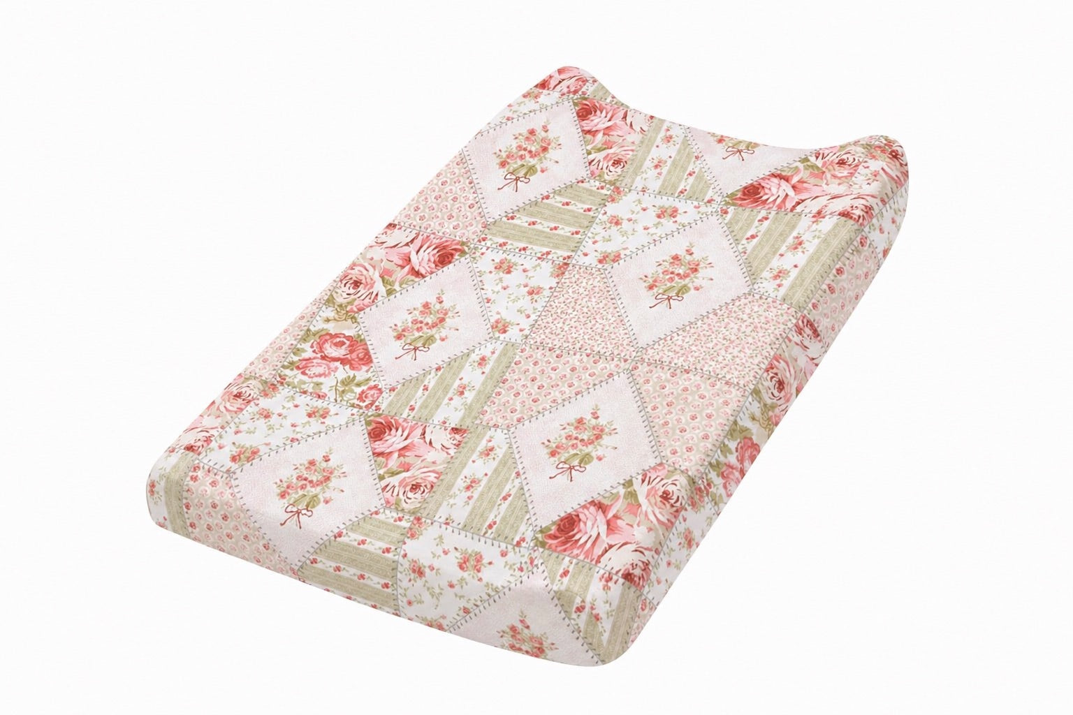 Pink White Patchwork Changing Pad Cover