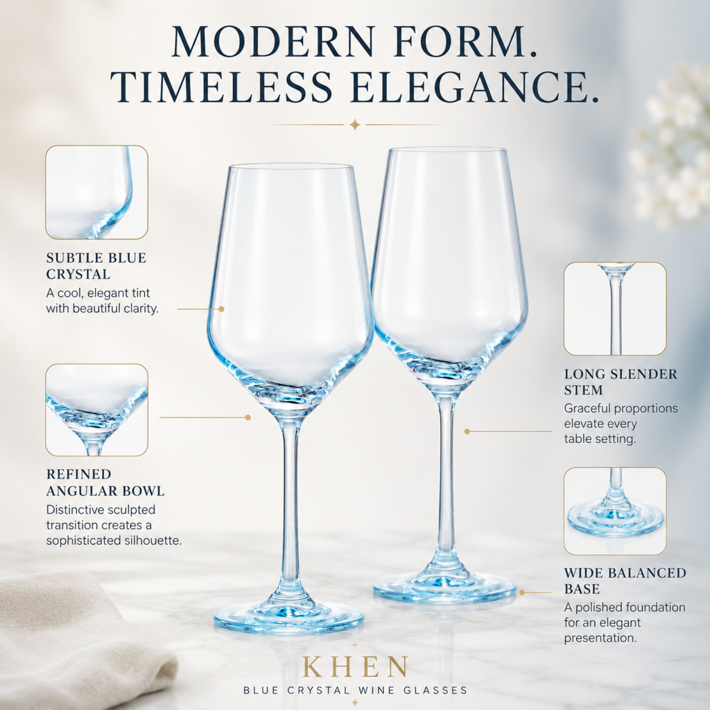 Monet Stemmed Wine Glassware, Blue, Set of 2