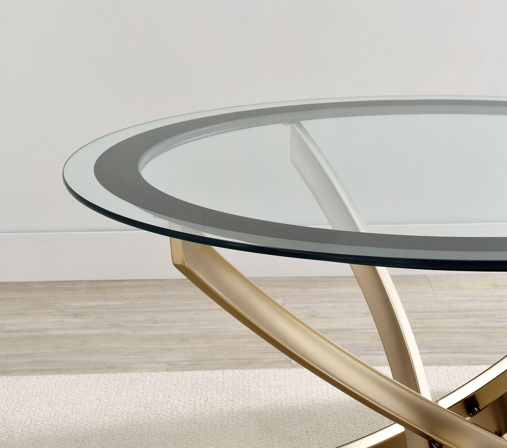 Sculptural Glass Coffee Table — Brass