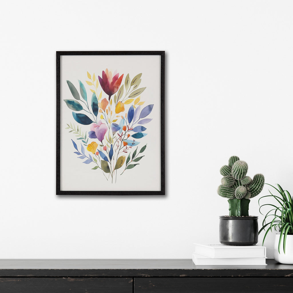 Gallery Jewel Tone Botanical Watercolor Bouquet Print by The Creative Bunch Studio
