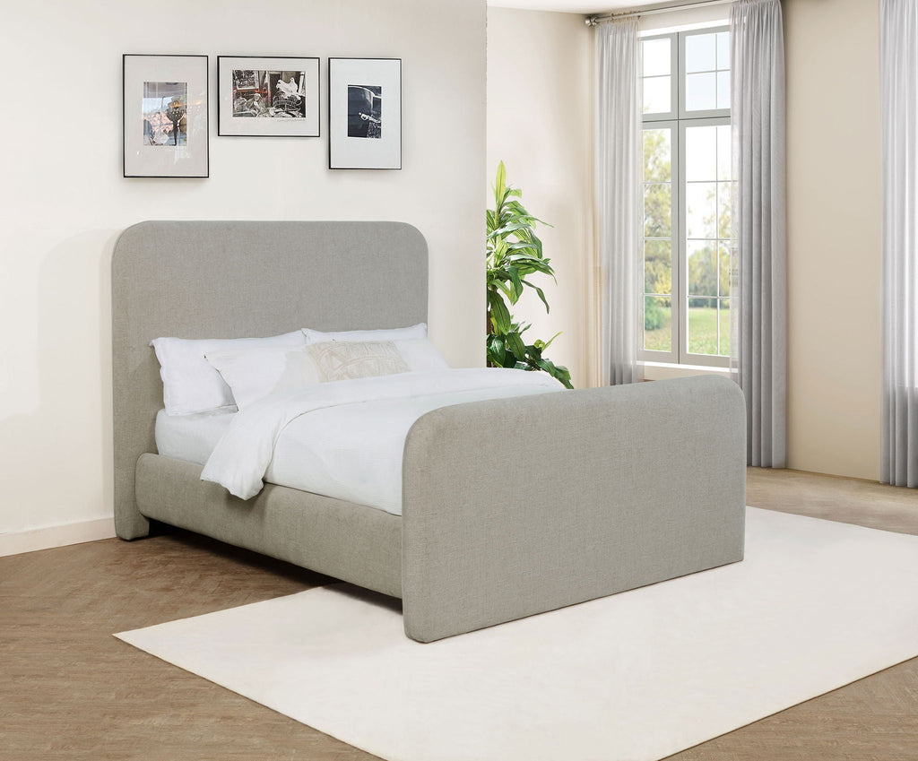 Wren Upholstered Panel Bed — Queen / Grey