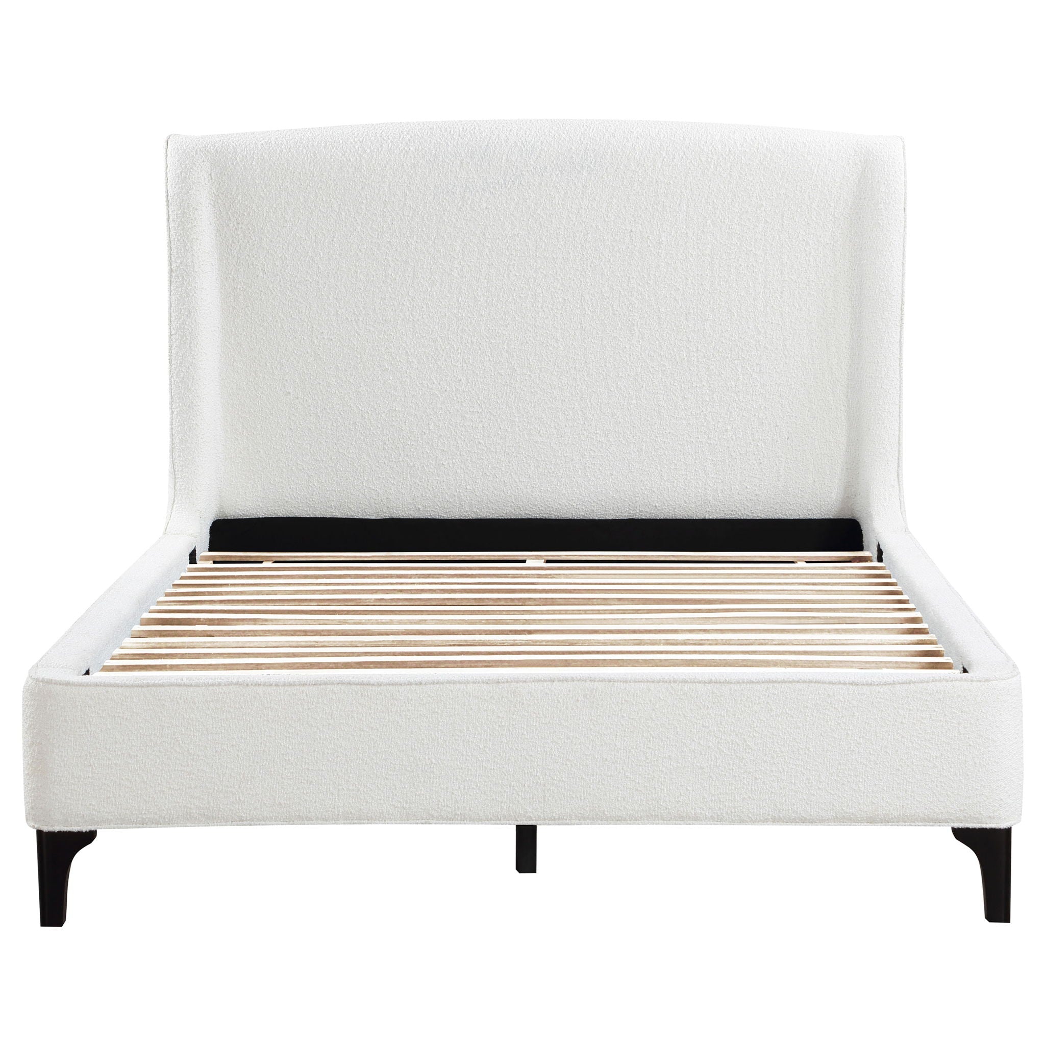 Bouclé Wingback Bed — Queen / Snow