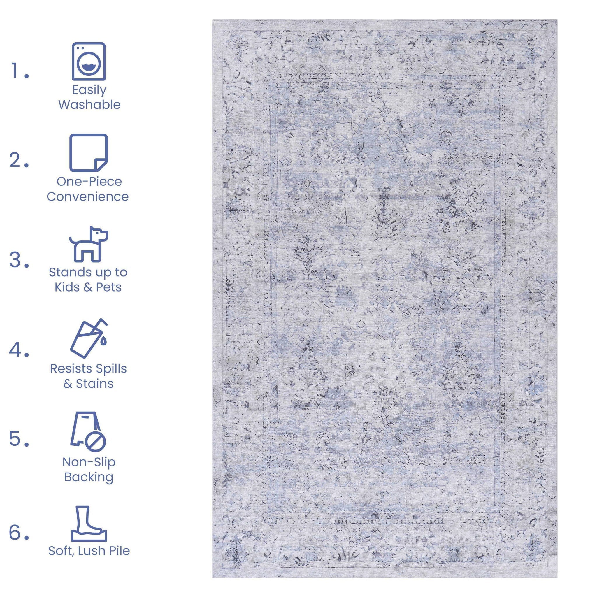 Maval 2' x 3' Washable Area Rug