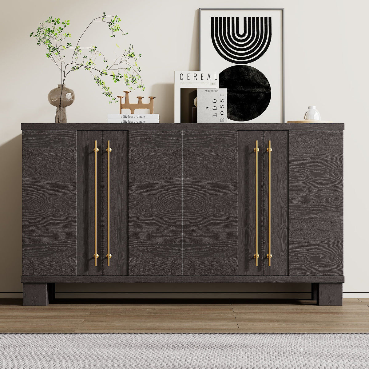 Modern Wood Sideboard with Adjustable Shelves