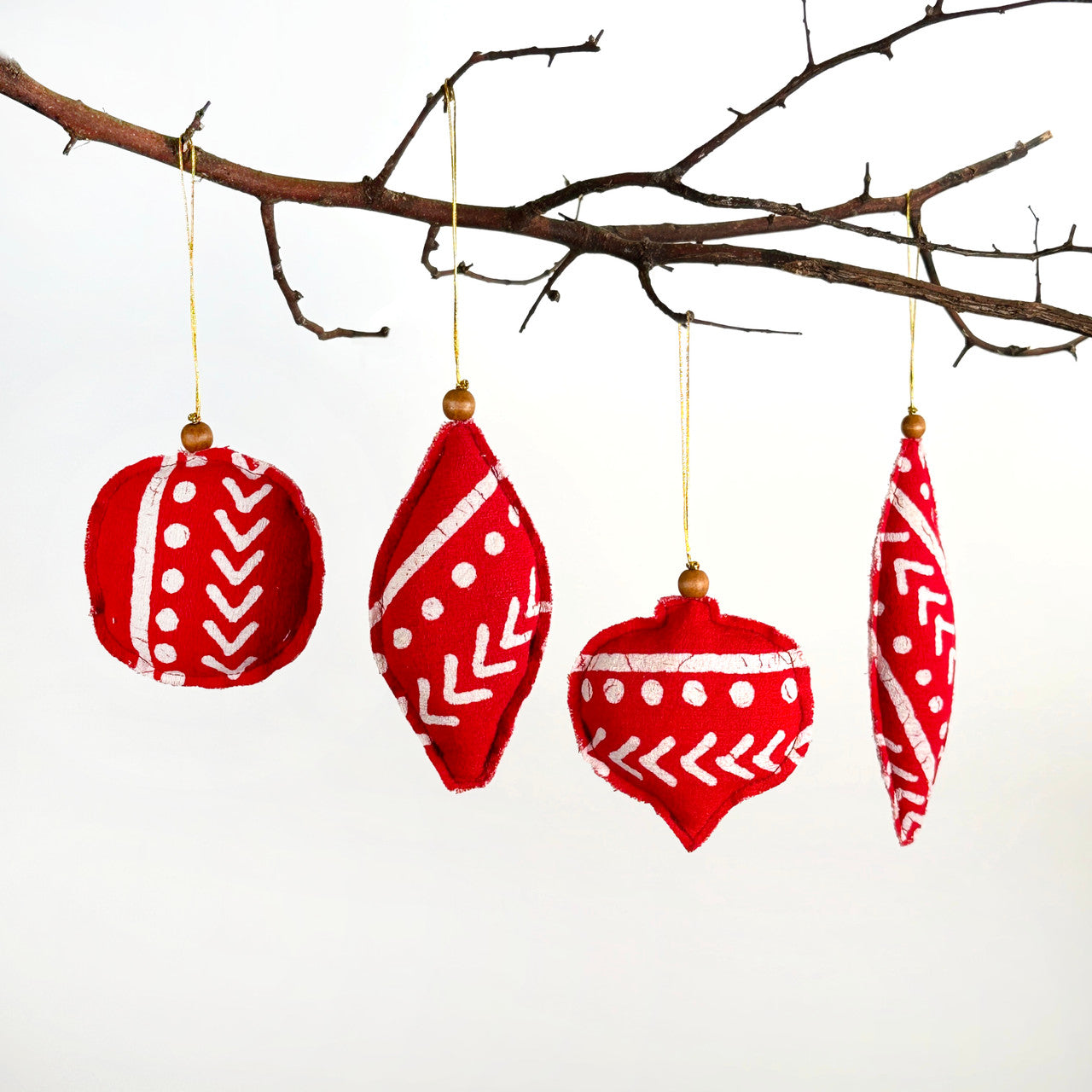 Red Finial Shaped Ornaments - Set of 4
