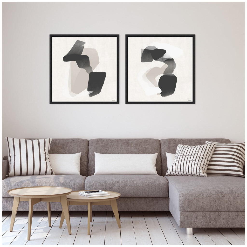 Abstract Neutral 01 & 02 2 Piece Framed Canvas Wall Art Set by Gabrielly Guedes