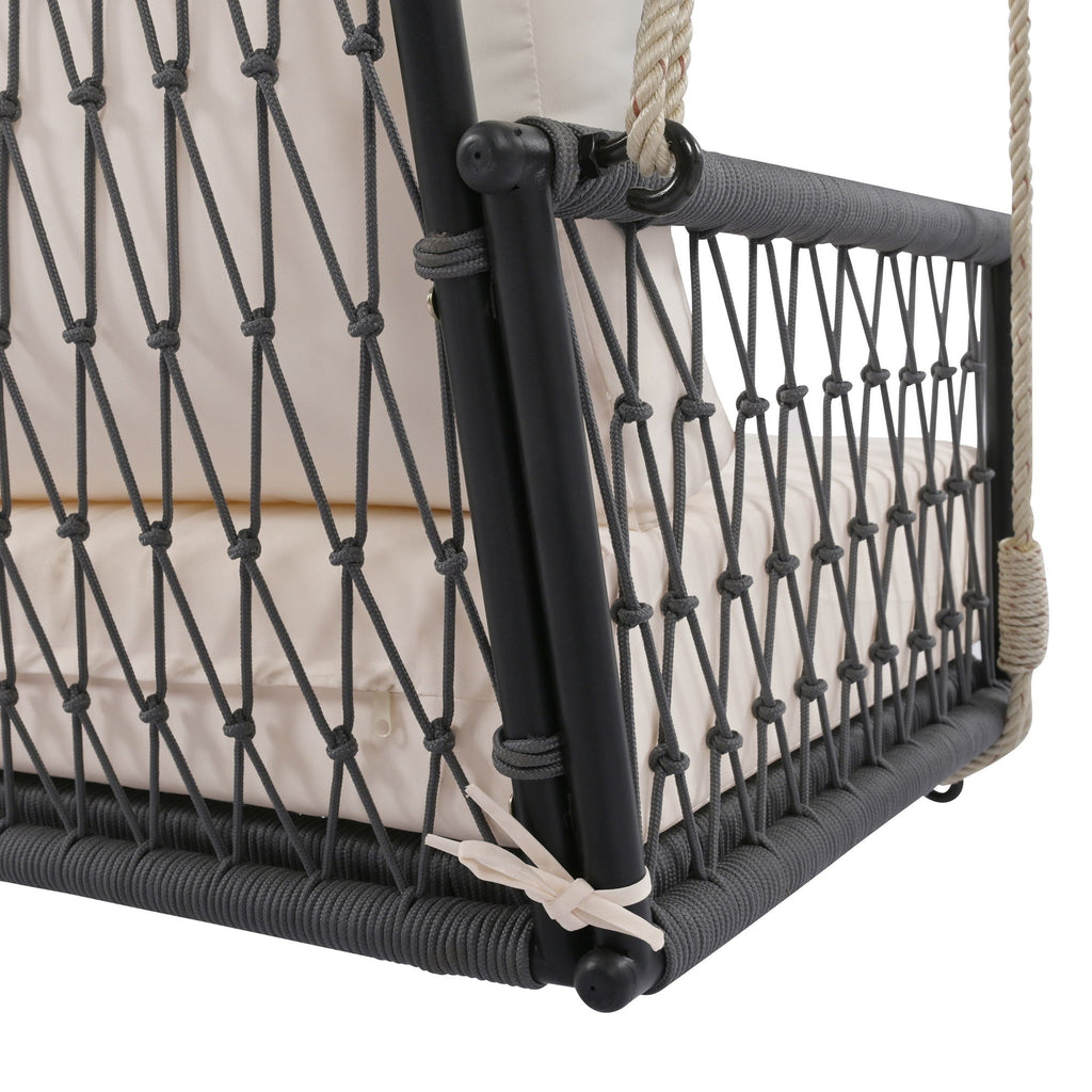Outdoor Swing Sofa With Soft Cushions For Patio - Beige