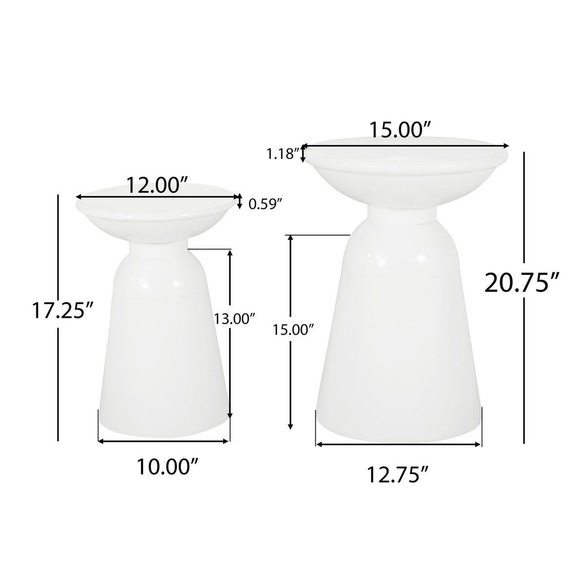 Serenita Outdoor Side Tables With Flared Design (Set of 2)