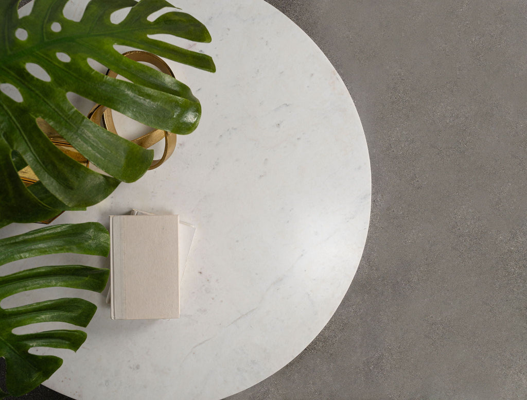 Fluted White Marble Side Table
