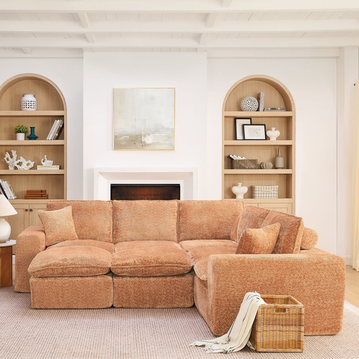Cloud-Comfort Modular Sectional Sofa with Moveable Ottoman