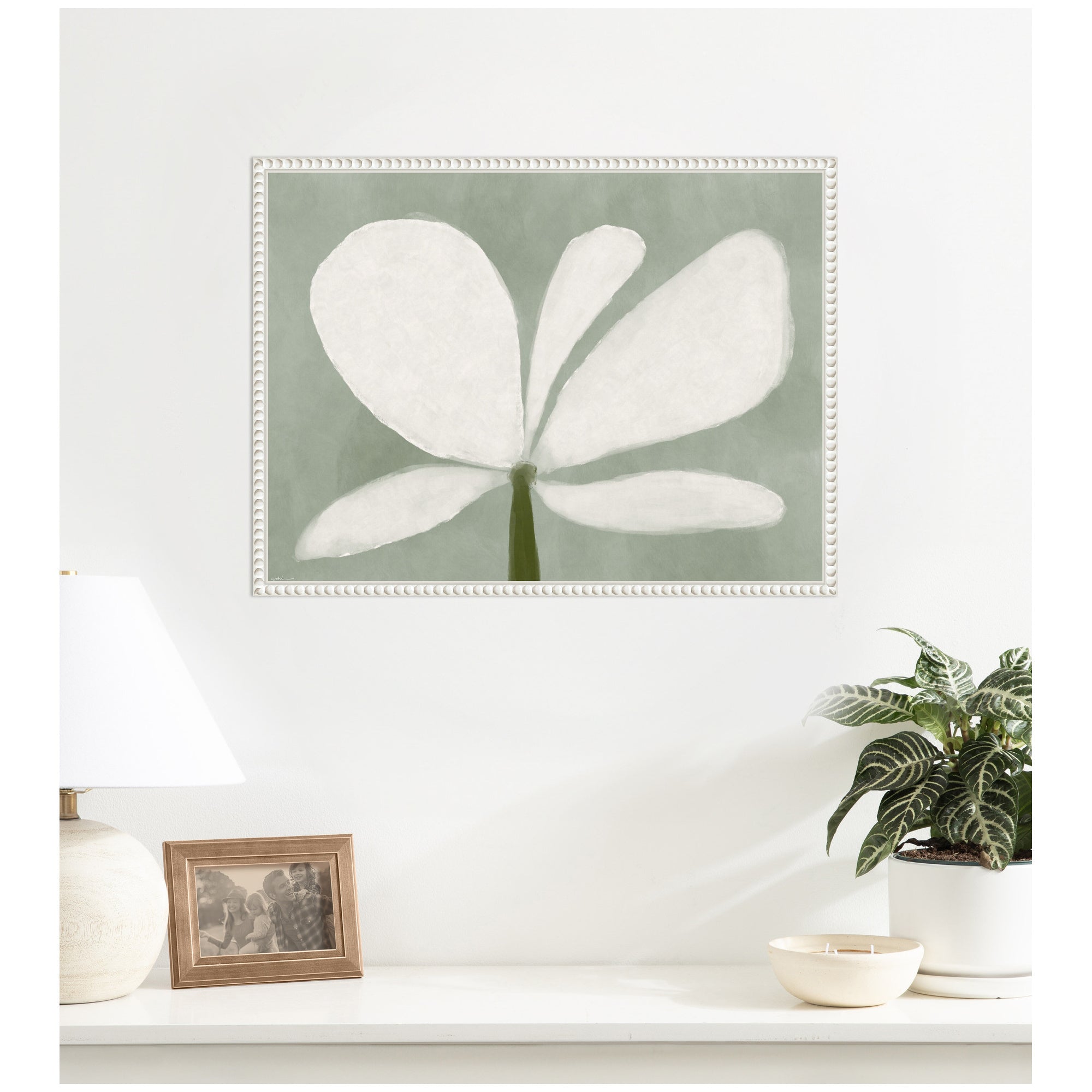 White Floral No. 2 by Gabrielly Guedes Framed Canvas Wall Art Print