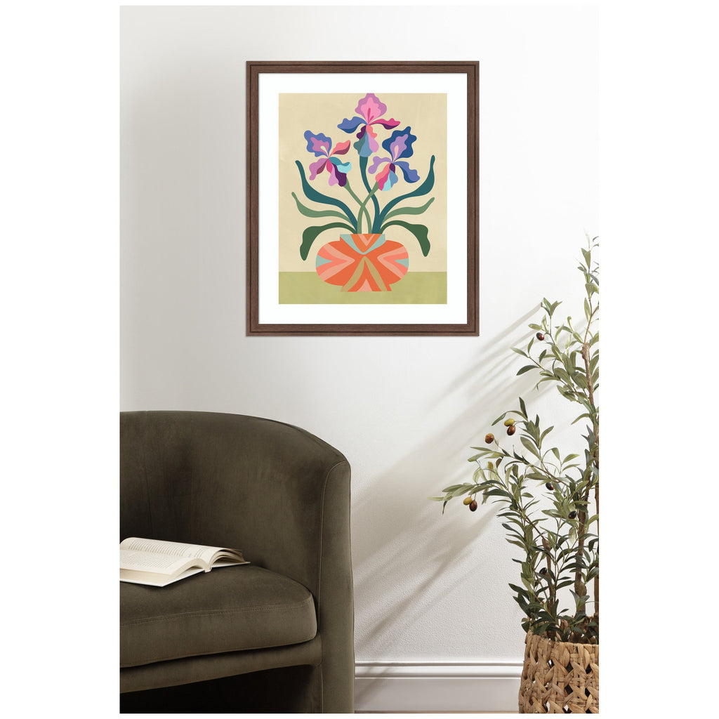 Framed Art Iris and Vase by Rachel Lee