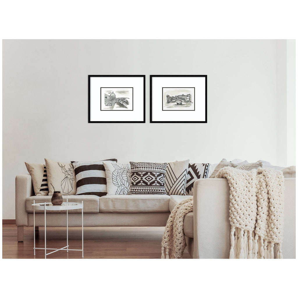 Vintage Postcard Florence & Venice 2 Piece Framed Wall Art Print Set by Teju Reval